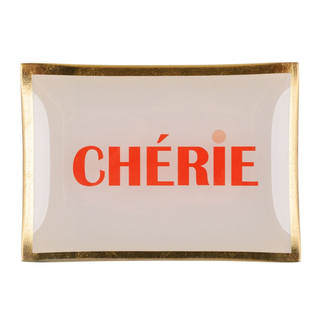 Vide-poche en verre CHÉRIE – rose poudré et doré – Gift Company