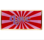 Vide-poche LOVE en verre – rouge, rose, violet, bord doré – modèle grand