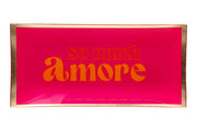 Vide-poche en verre rose fluo "So Much Amore" – format L, bord doré