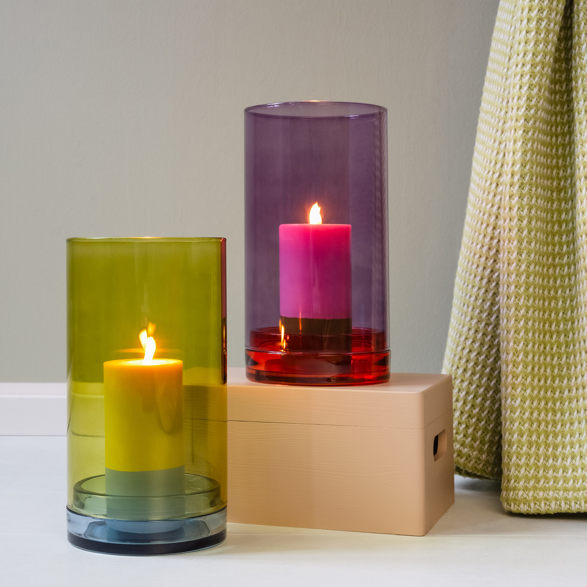 Lanterne en verre LUCIUS - Violet & Rose